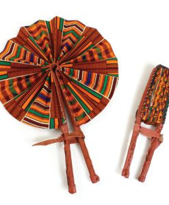 Kente Leather Folding Fan