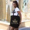 Golden Crown Queen Black Woven Bag